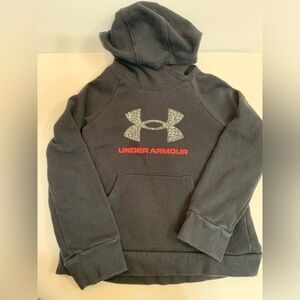 Girls UA Under Armour Black Logo Hooded Sweatshirt Hoodie Size YSM (Small)
